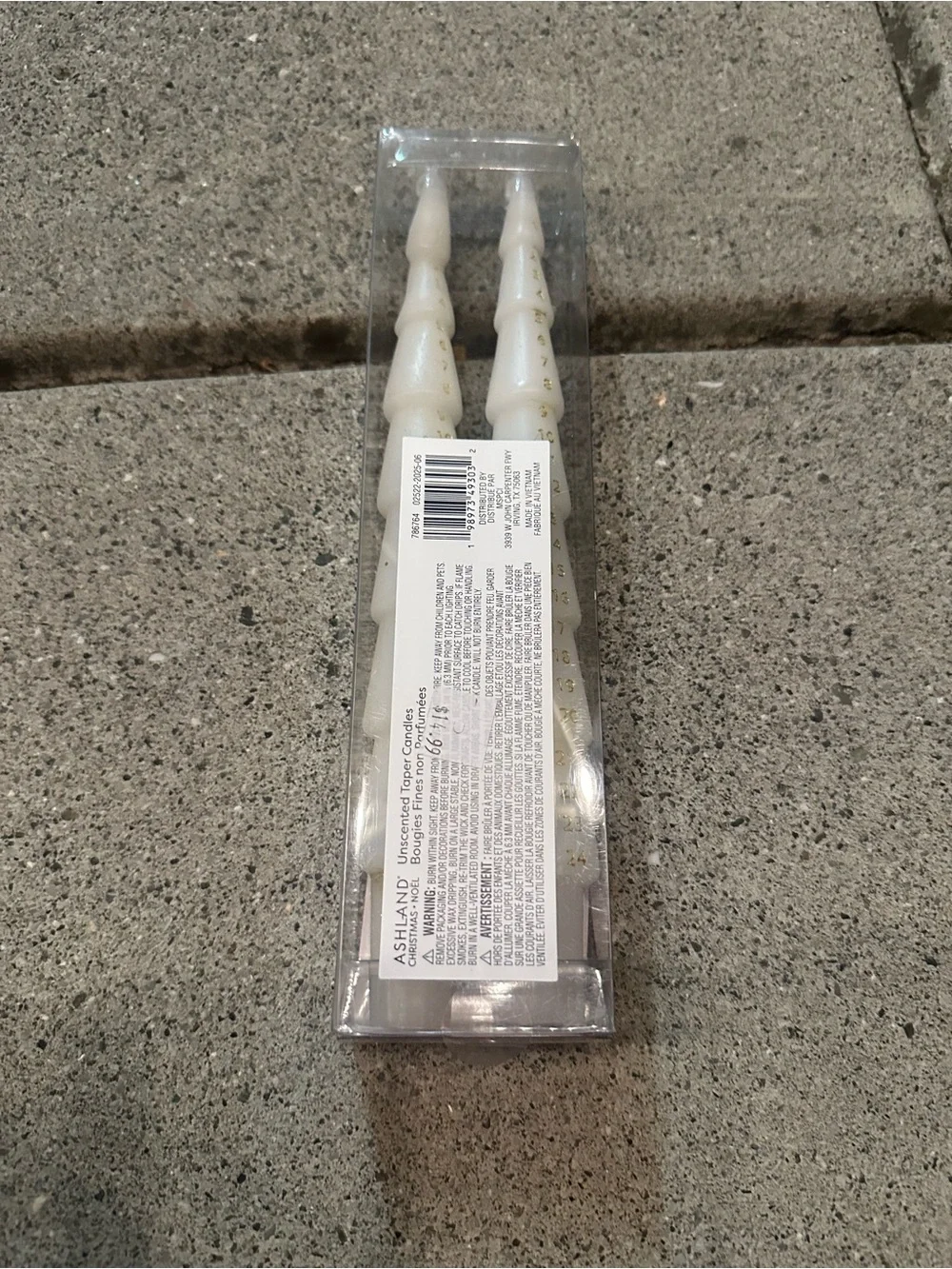 Ashland White Spiral Taper Candles with Gold Numbering Accents